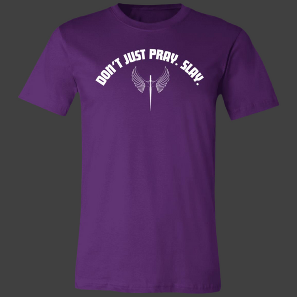 The Pray and Slay Unisex Royal Tee (with white lettering)