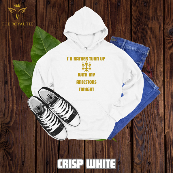 The Ancestor Turn Up Unisex Hoodie (with desert gold lettering)