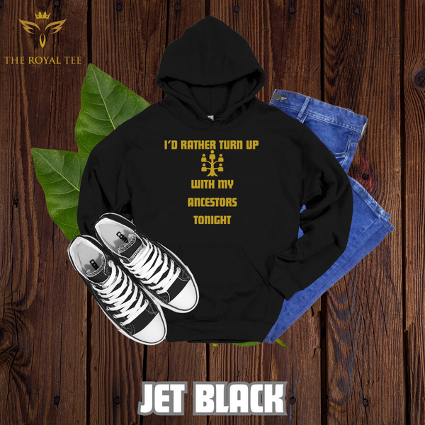 The Ancestor Turn Up Unisex Hoodie (with desert gold lettering)