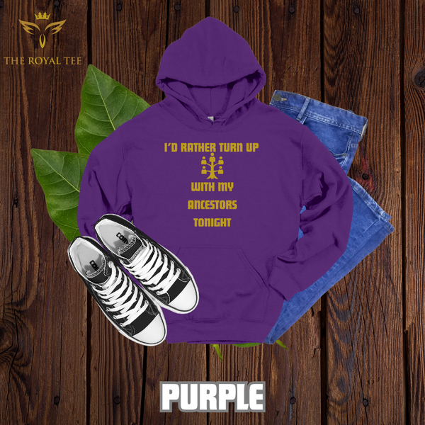 The Ancestor Turn Up Unisex Hoodie (with desert gold lettering)